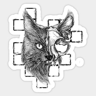Lynx Skull Black and White Sticker